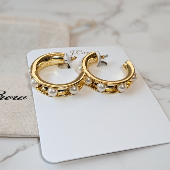 J.Crew Pearl-studded Hoop Earrings - Picture 6 of 8